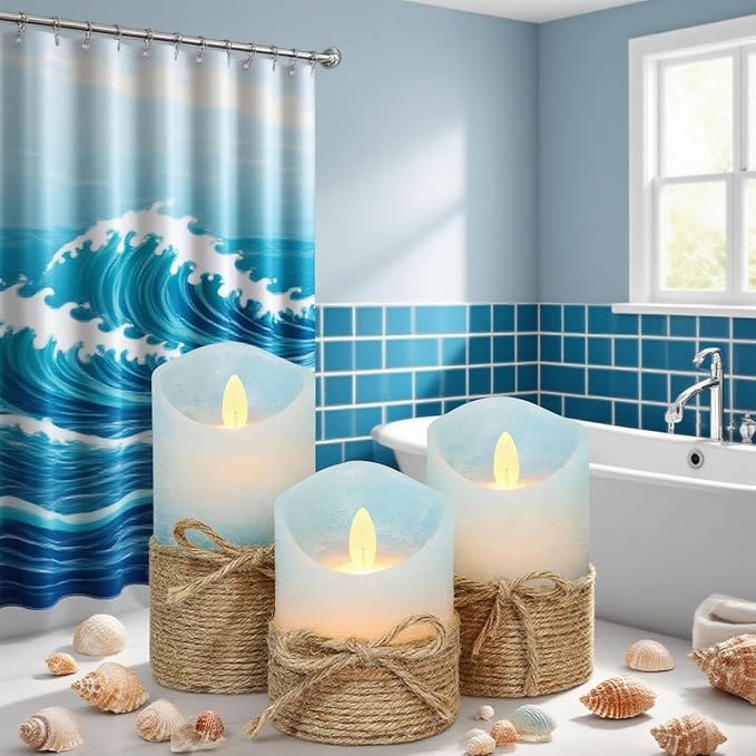 Silverstro Nautical Decor Ocean Blue Flameless Candles - Image 4