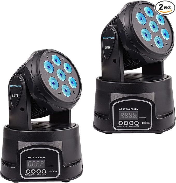 BETOPPER DJ Lights Moving Head, 7x8W RGBW Sound Activated/DMX Lighting by BetopperDirect