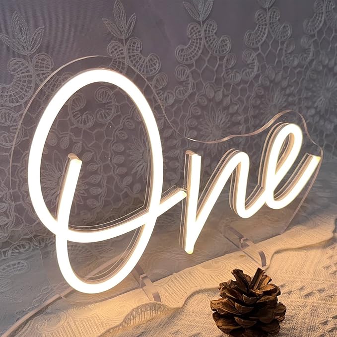 One Year Old Birthday Table Number Neon Sign Desk Lamp Night Light Wedding - Image 7