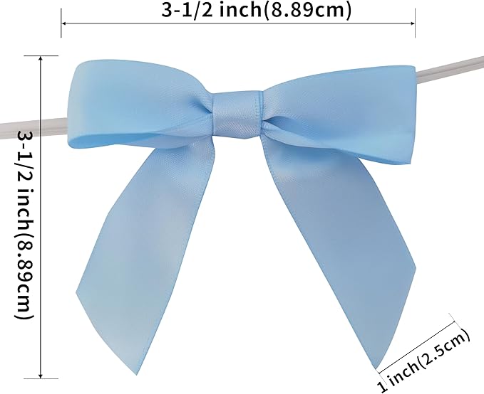 50pcs 3-1/2" Sky Blue Satin Ribbon Bows - Image 3