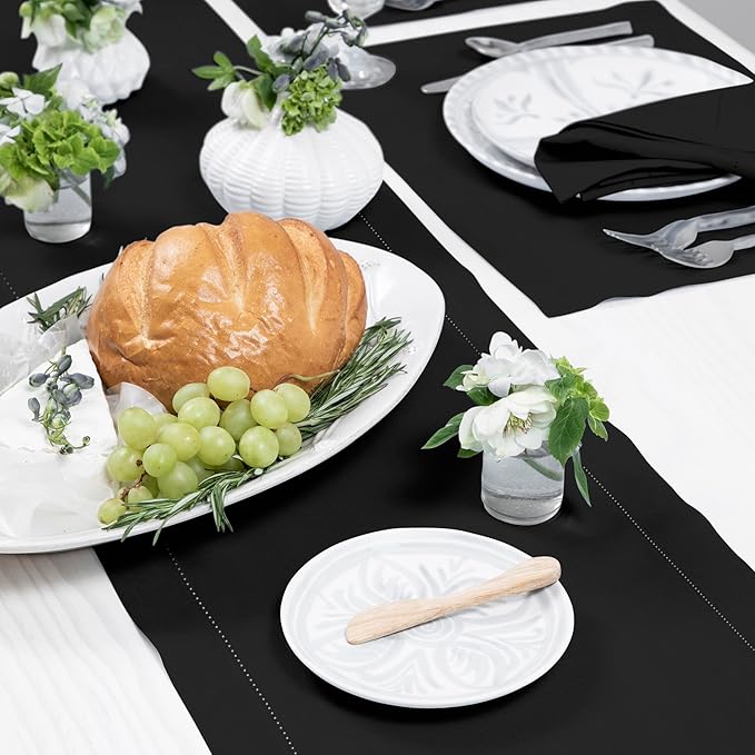 Solino Home Linen Black Table Runner 120 Inches Long - Image 9
