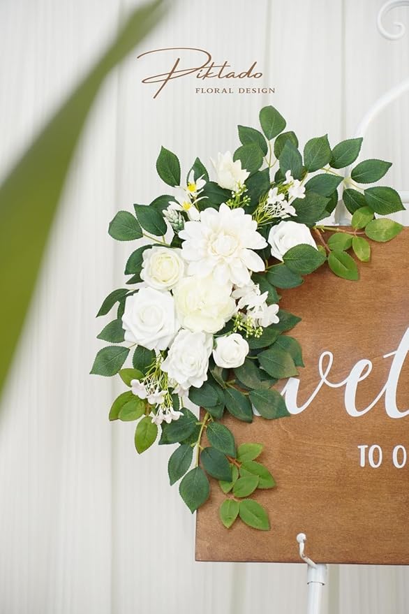 Wedding decor Welcome Sign Flower Backdrop Garland - Image 5