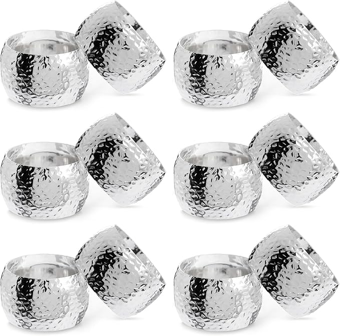 Farmlyn Creek Silver Napkin Rings Set of 12-1.8 in Round Polished Zinc by FarmlynCreek