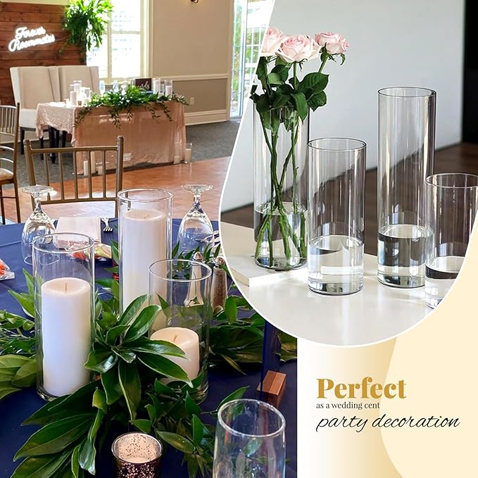12Pack Glass Cylinder Vases for Centerpieces - Image 8