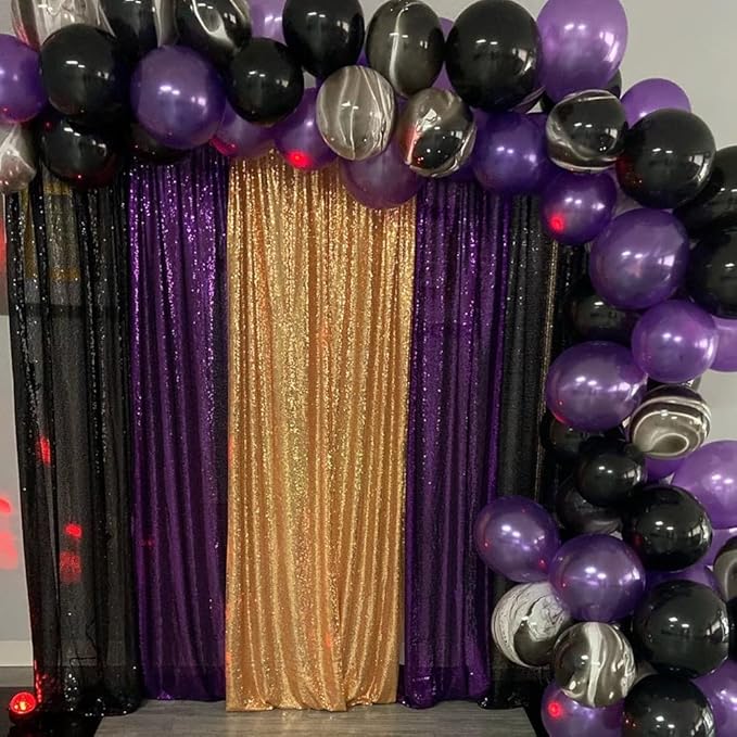 Purple Sequin Backdrop Curtains, 2 Panels Purple Sequin Backdrop, 2FTx8FT - Image 7