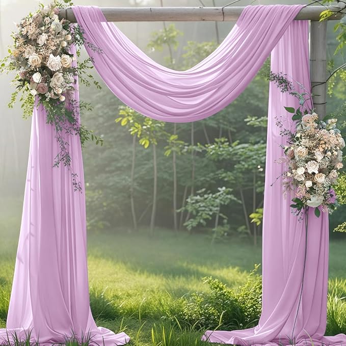 Lilac 2 Panels Wedding Arch Draping Fabric 29" x 20Ft Sheer Drapes Outdoor - Image 4