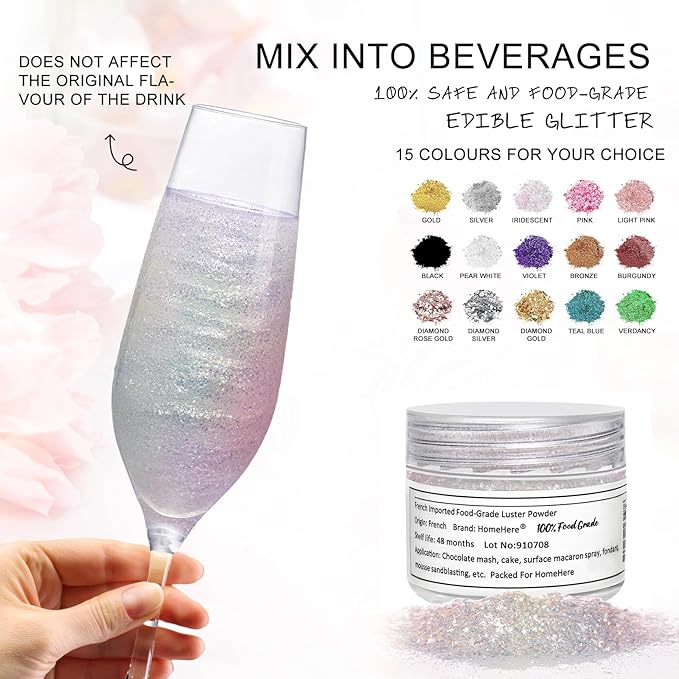 HomeHere Edible Luster Dust Food-Grade Glimmer Powder Glitter - Image 2