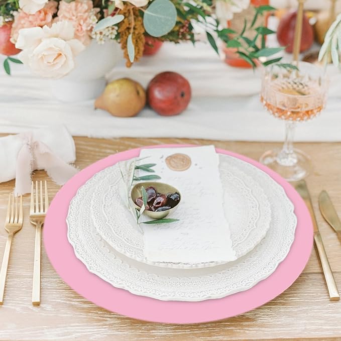 50 Pieces Pink Paper Place Mats Light Pink Round Disposable Table Mats - Image 7