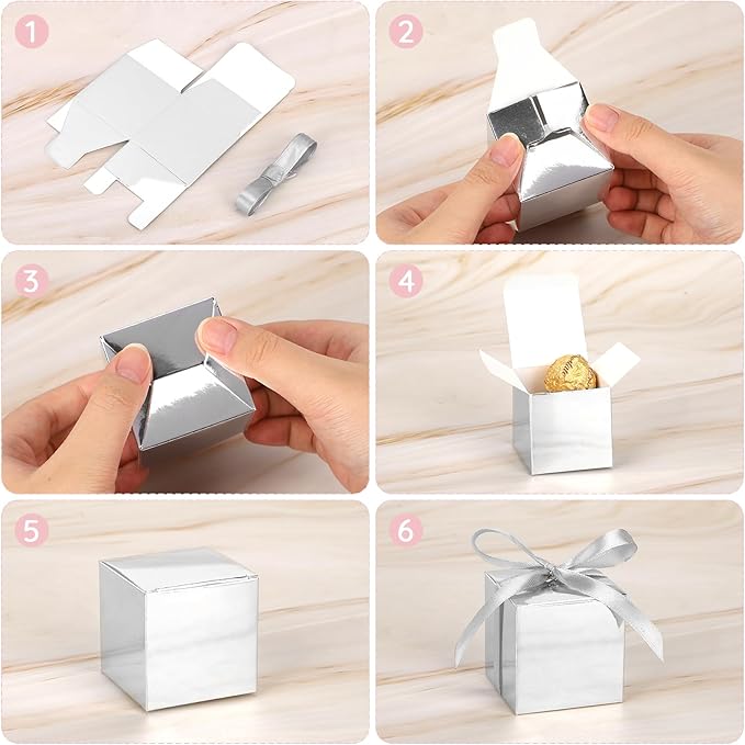 EUSOAR Small Gift Boxes with Lids, Cube Candy Box Mini Muffins Bags Macaron - Image 4