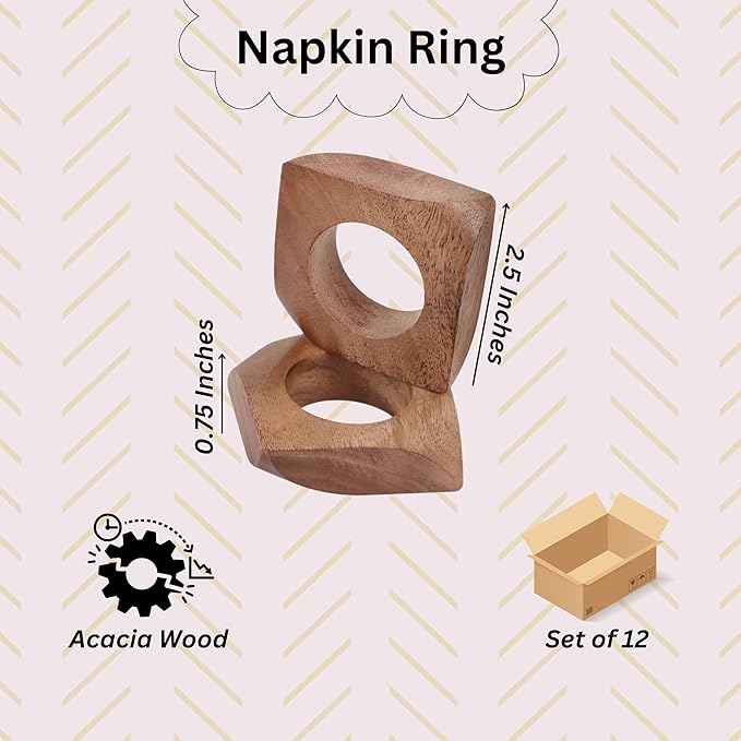 Wooden Napkin Rings Set of 12 Fall Decor - Image 3