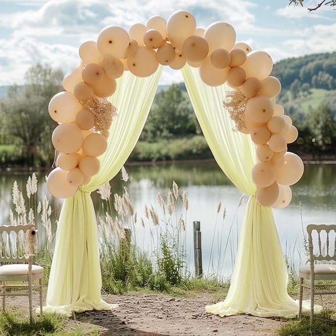 Wokceer Beige Wedding Arch Draping Fabric Backdrop 4 Panels 28.7" X 20FT Sheer - Image 3