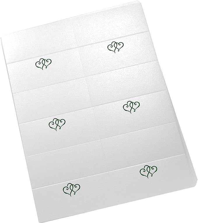 Linked Hearts Printable Place Cards, Hunter Green, Laser & Inkjet Printers - Image 3