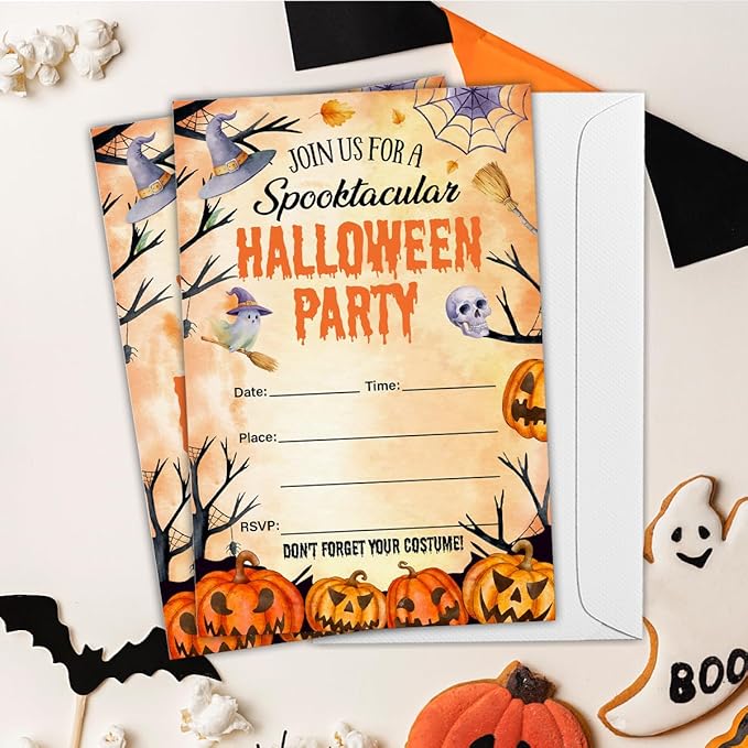 Halloween Party Invitations, Spooky Pumpkins Halloween Party Fill in Invites - Image 5