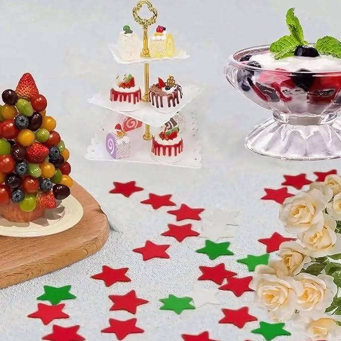 Red White Green Star Confetti 0.78inch/2cm 8000PCS Table Confetti - Image 2