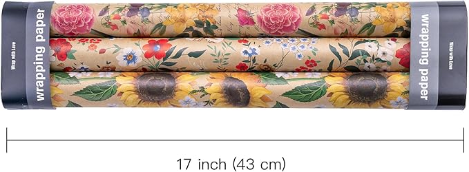 WRAPAHOLIC Kraft Floral Wrapping Paper - Image 3