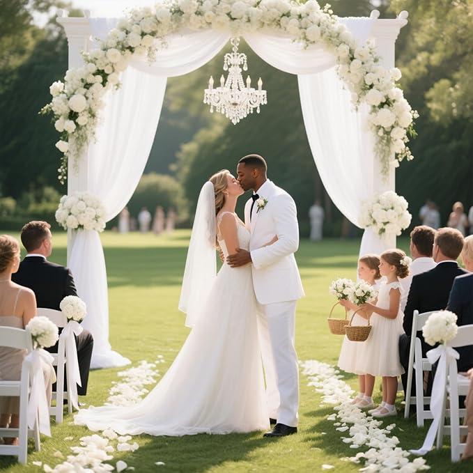 VOK White Wedding Arch Draping Fabric 29in x 18Ft 4 Panels Sheer Chiffon - Image 5