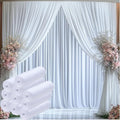50ftx15ft Wrinkle Free White Backdrop Curtain, 10 Panels 15FT Height White by LeegleriTableSkirt