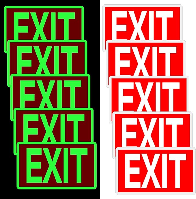 10 Pcs Glow in the Dark Exit Signs by Gilprop