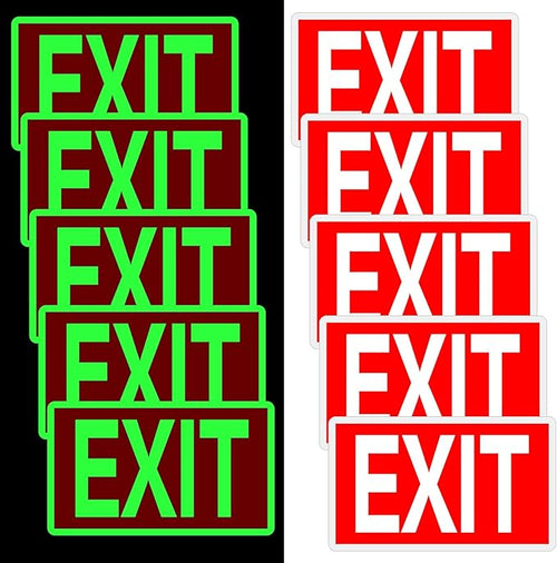 10 Pcs Glow in the Dark Exit Signs by Gilprop