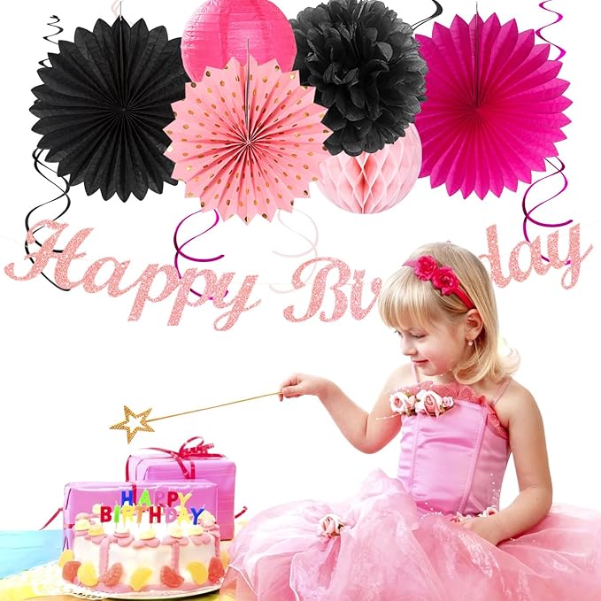 Hot-Pink Black Girls-Women Birthday Party-Decorations - Image 4