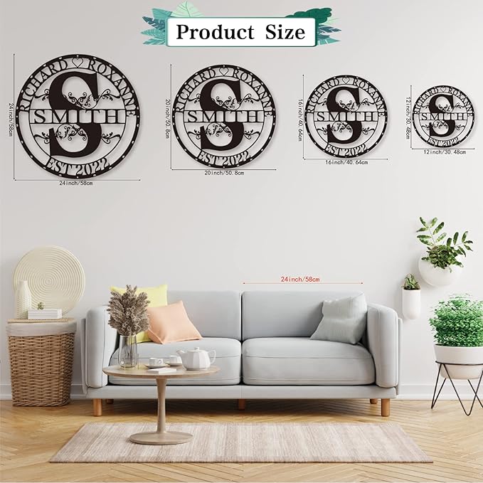 Split Letter Metal Monogram, Custom Last Name and Date Sign, Split Letter Name - Image 4
