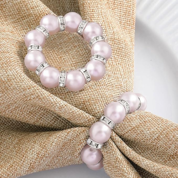 20Pcs Pearl Napkin Rings, Wedding and Formal Dinner Table Decor - Image 5
