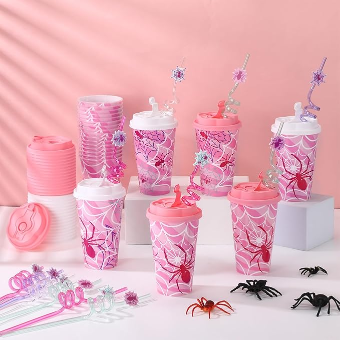 Yungyan 16 Sets Pink Spider Party Favors Goodie Cups - Image 5