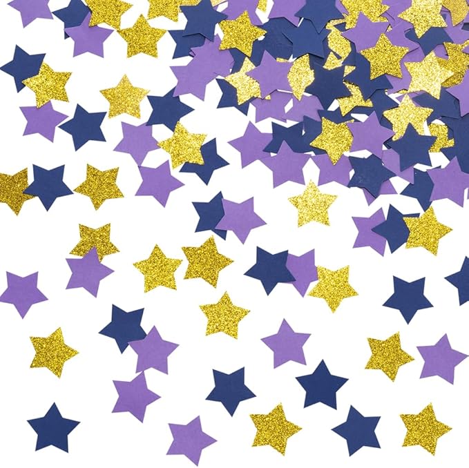 Purple Blue and Gold Star Confetti Table Decoration by MOWO