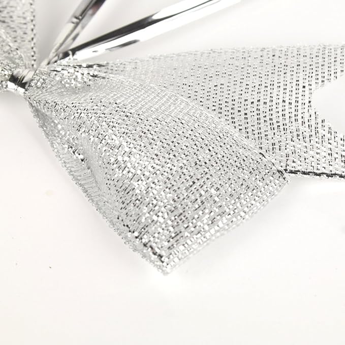 50pcs 3-1/2" Silver Twist Ties Metallic Silver Bows - Image 5
