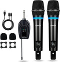 2 Channel Rechargeable Wireless Microphone System, Pro UHF Metal Handheld by ZERFUN