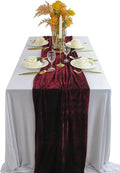 Table Runner 20 x 120 Inches Long Burgundy Wedding Table Runners, Velvet Table by BTFHOME