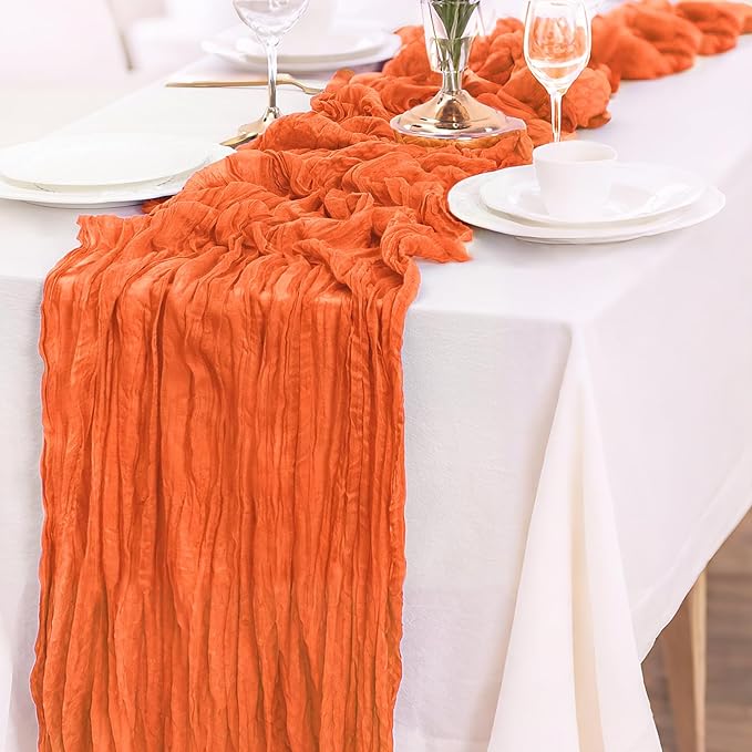 10-Pack Orange Cheesecloth Table Runners – 10FT Boho Rustic Gauze Fabric Cheese - Image 3