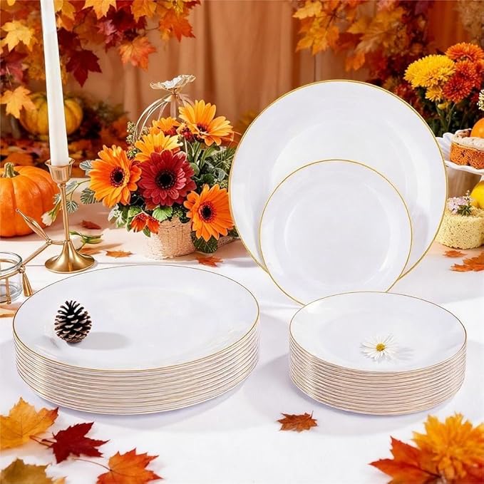 Festiva 350Pcs Gold Plastic Plates - Image 5