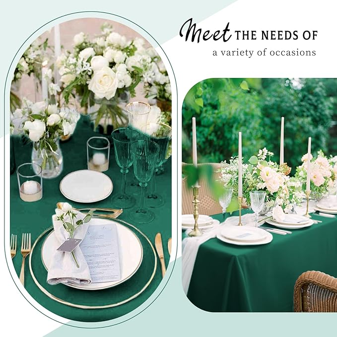10 Packs Satin Tablecloth 57 x 108 Inch Dark Green Rectangular Table Cloth Silk - Image 3