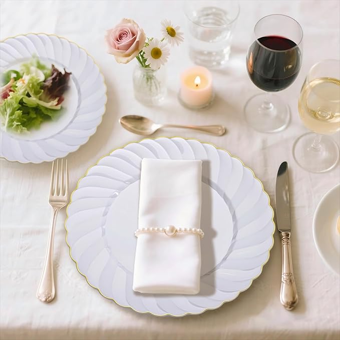 U-QE 60 Pcs White Plastic Plates - Image 7