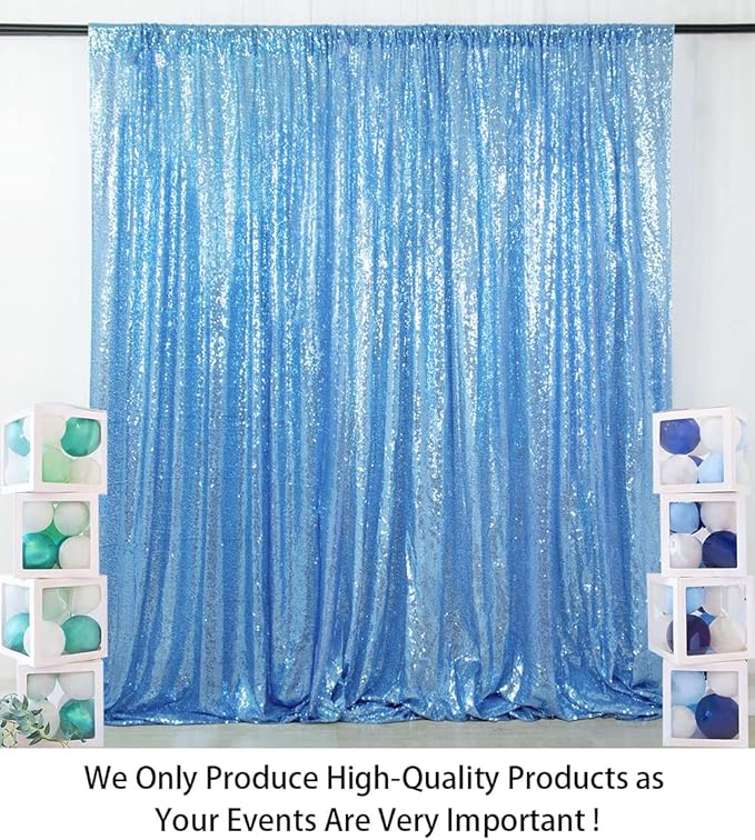 ShinyBeauty Sequin Curtain Baby Blue 4FTx8FT Sequin Photo Backdrop Baby Blue - Image 2