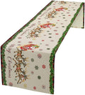 Christmas Table Runner, Xmas Deer Cute Santa Claus Red Plaid Pattern Printed by Kurtect