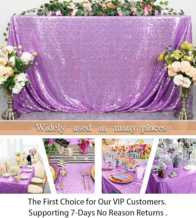 ShinyBeauty 72x72 Inch Square Sequin Tablecloth Overlay - Image 3