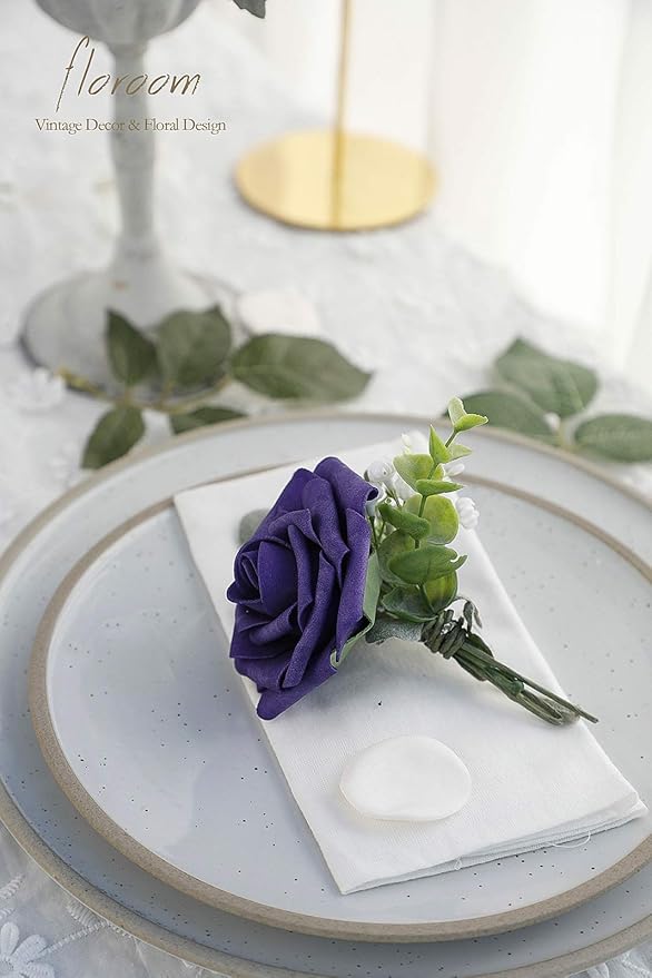 Floroom Artificial Flowers 25pcs Real Looking Lavender Purple Ombre Colors Foam - Image 6