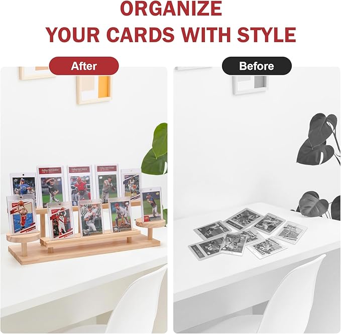 Wooden Trading Card Display Stand, 3-Tier Card Holder - Image 6