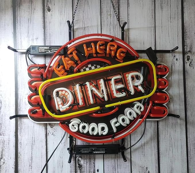 Eat Here Diner Good Food Glass Neon Signs, Neon Signs Beer Bar Club Bedroom - Image 3