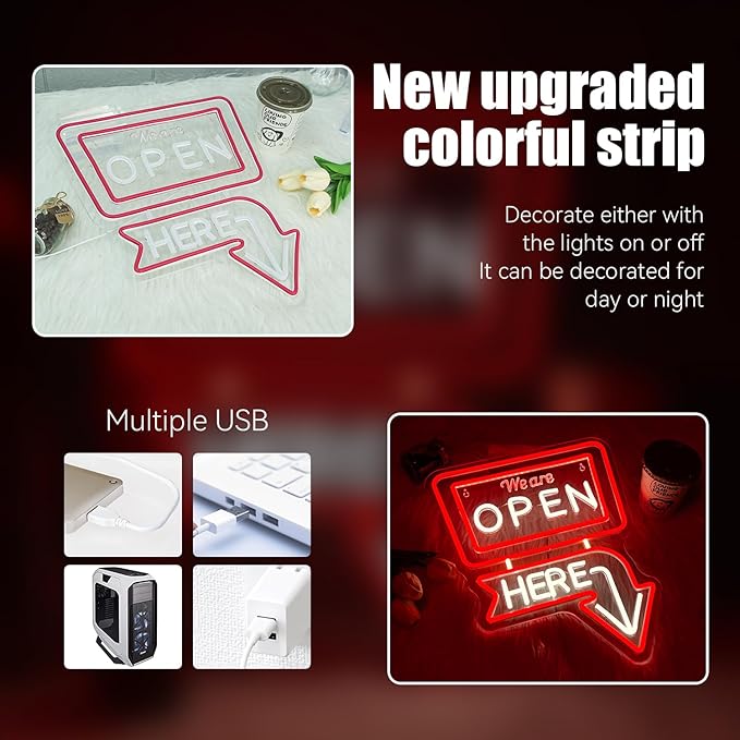 Ineonlife We Are Open Here Neon Sign Dimmable Neon Signs - Image 5