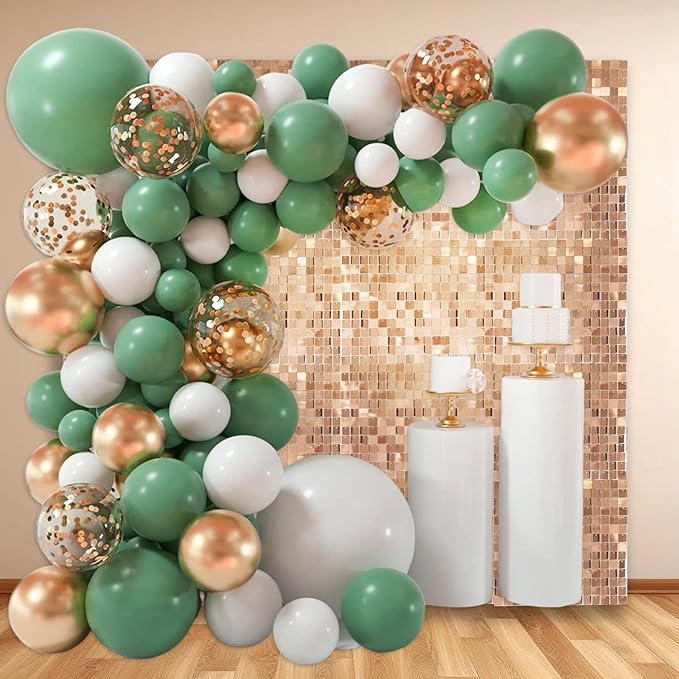24PCS Champagne Gold Shimmer Wall Backdrop, Square Sequin Photo Backdrops Panel - Image 3