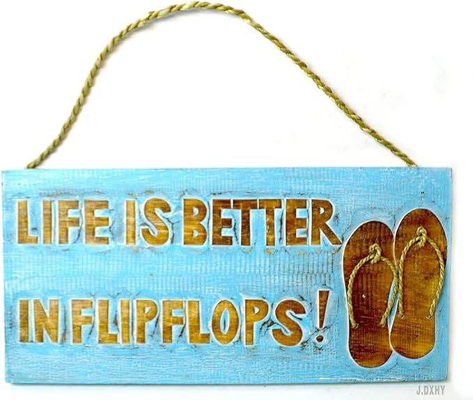 Rustic Wooden Signs Hand Carved FLIP FLOP "LIFE IS BETTER IN FLIP FLOPS" SIGN by Eletina