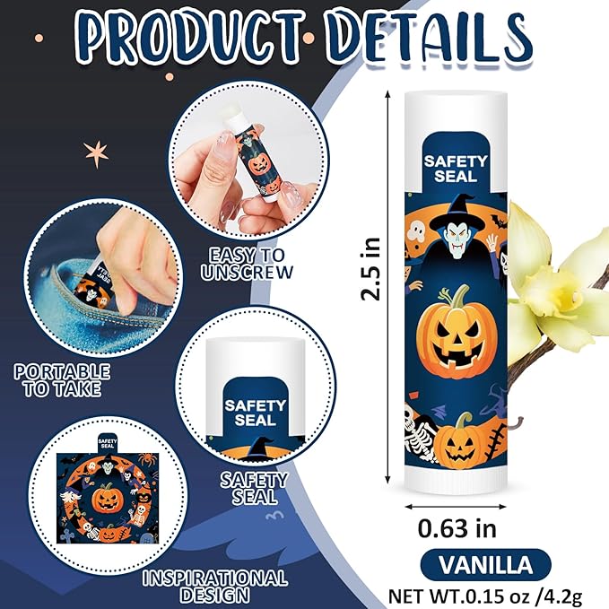 DMSKY 60 Pcs Halloween Lip Balm, Halloween Party Favors Bulk, Halloween Goodie - Image 2