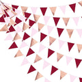 Burgundy Party Decorations Rose Gold Maroon Pink Fabric Triangle Pennant Banner by pinkblume