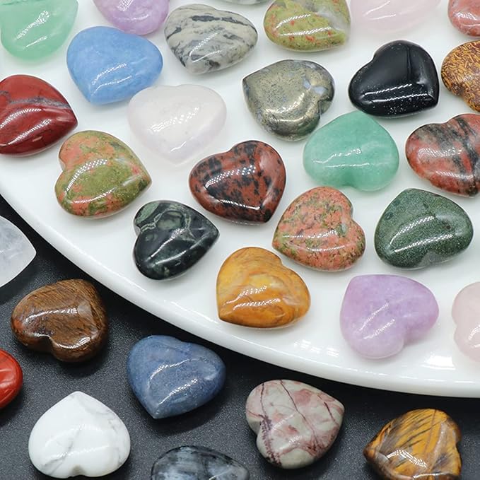 LE SKY 20 Pcs Natural Decorative Stones No Hole Heart Shape Healing Crystal - Image 5