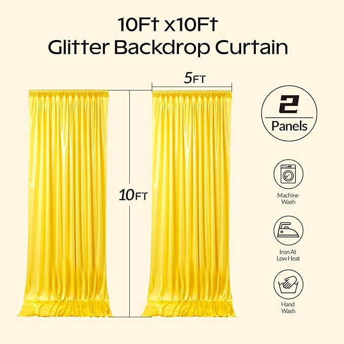 Gold Glitter Backdrop Curtain for Parties Wedding, 10Ft x 10Ft Satin Shimmer - Image 8