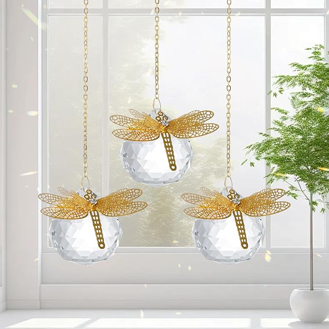 Crystal Suncatchers Gold Dragonfly 40mm Crystal Prisms Ball Rainbow Maker - Image 5