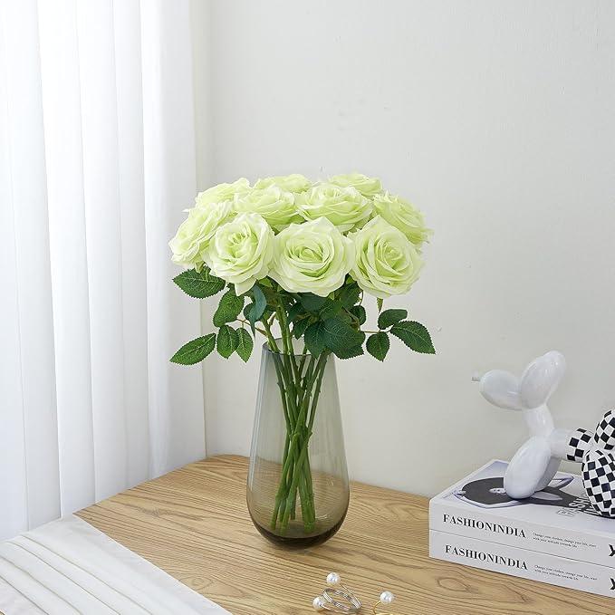 Artificial Rose 10pcs Open Flower Bouquet Faux Rose Stems - Image 2